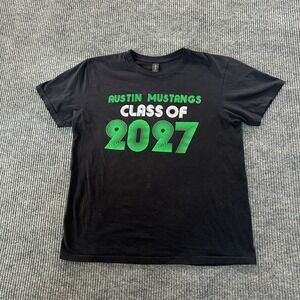 Gildan Unisex Austin Mustangs Class of 2027 T Shirt M Black Graphic Cotton